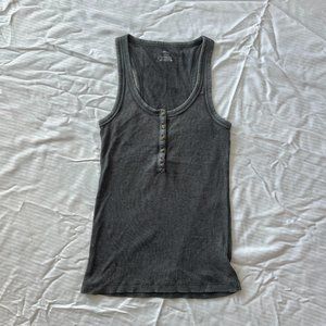 Aerie Dark Gray Waffle Henley Tank Top